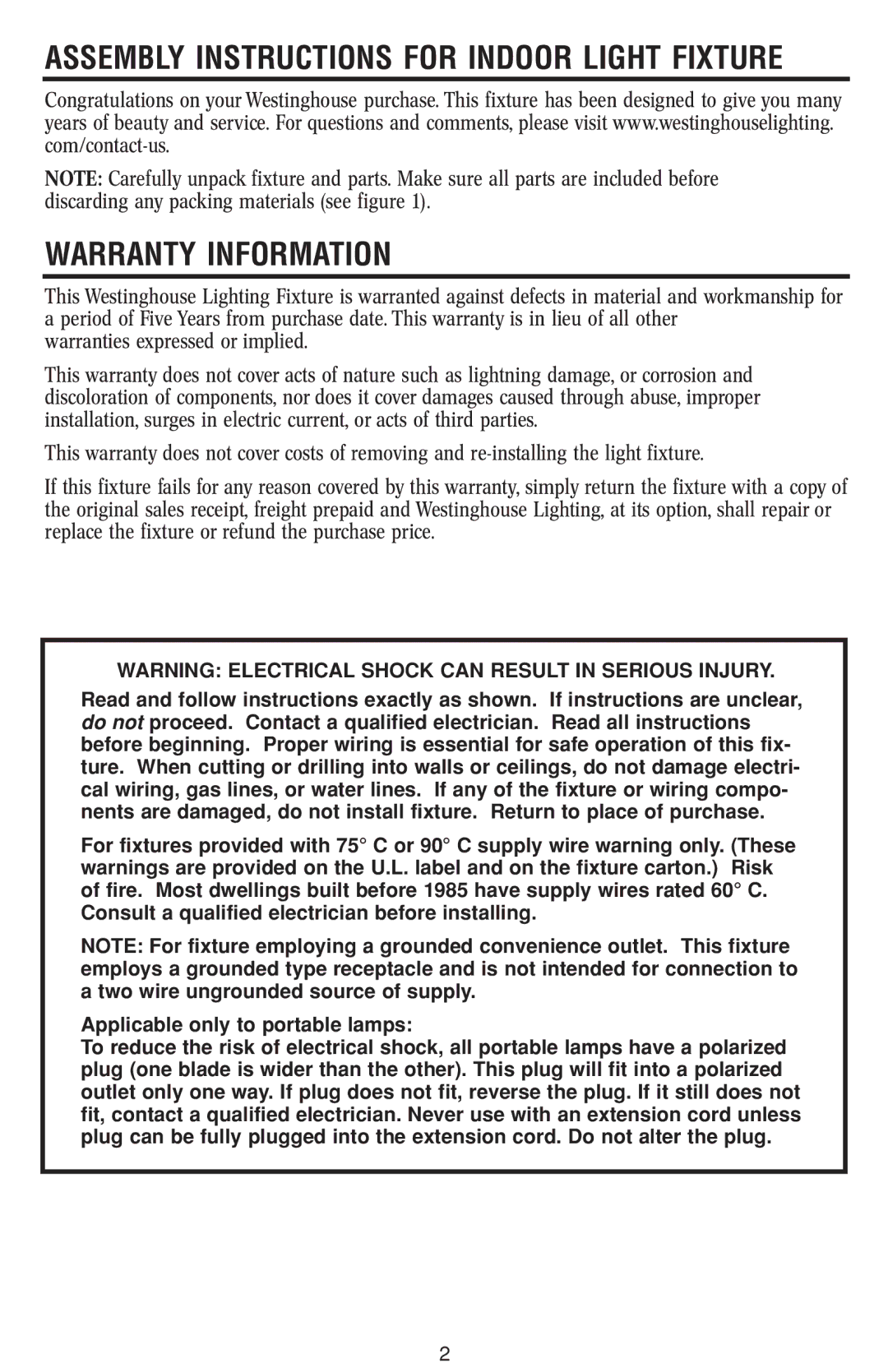 Westinghouse W-182 110712 owner manual Warranty Information, Warranties expressed or implied 